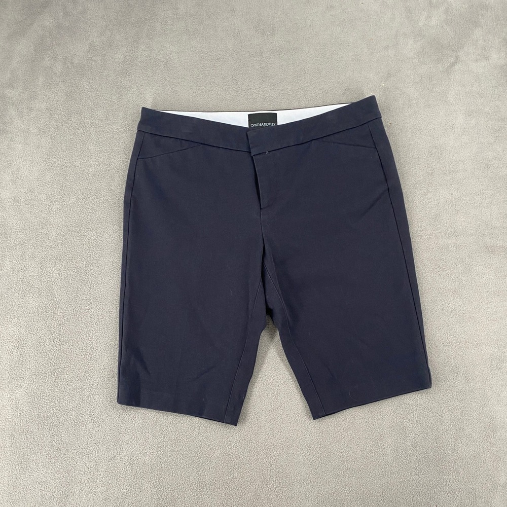 Cynthia Rowley Womens Navy Blue Bermuda Shorts Size 10 Stretch Cotton Blend